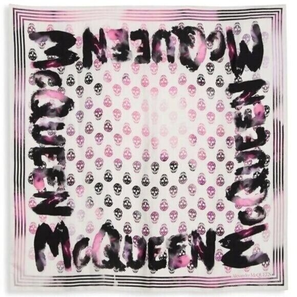 Alexander McQueen Watercolor Skull-Print Silk Scarf - Picture 1 of 4